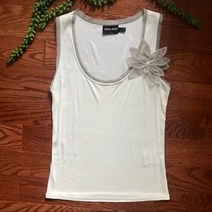 Giorgio Armani sheer tank with flower detail